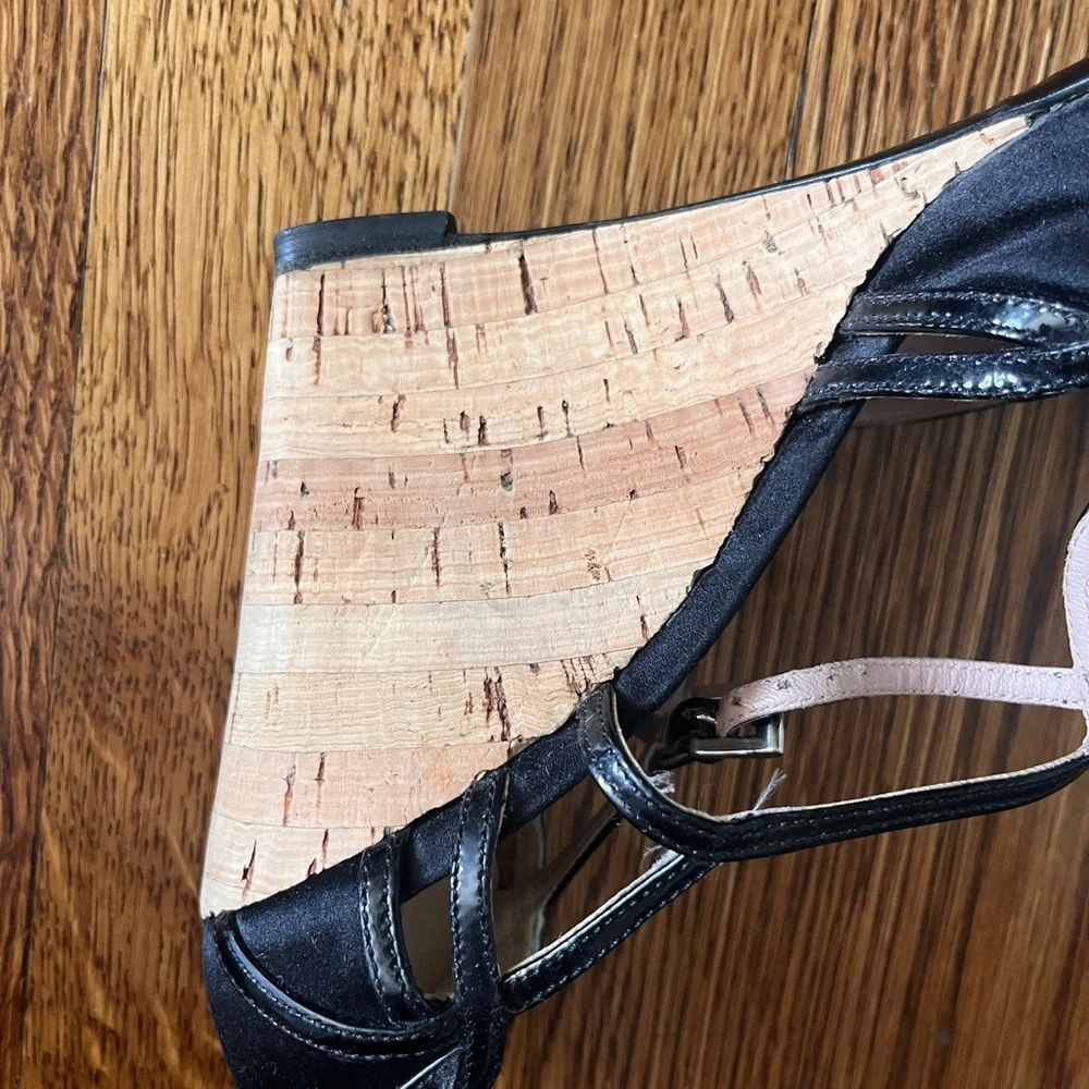 Prada Black and Tan Cork Wedges